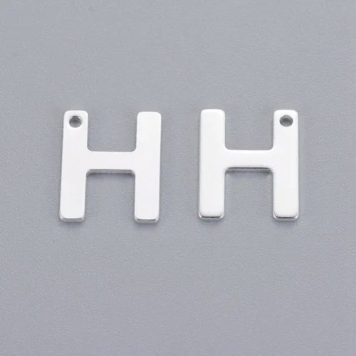 Silver letter H bead stainless steel polished finish initial alphabet charm heishi bracelet jewellery making Australia