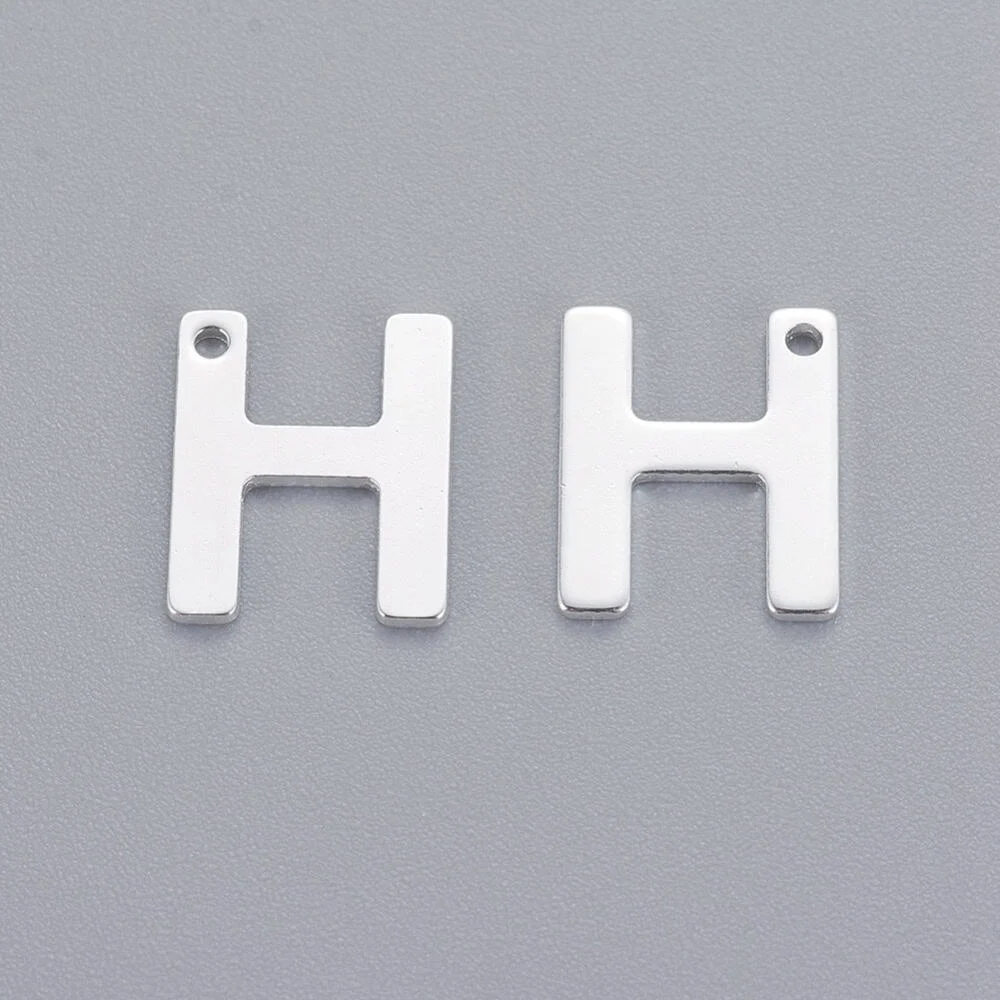 Silver letter H bead stainless steel polished finish initial alphabet charm heishi bracelet jewellery making Australia