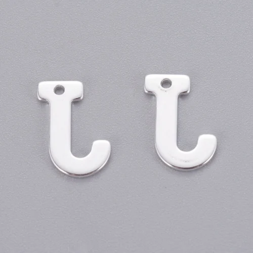 Silver letter J bead stainless steel polished finish initial alphabet charm pendant jewellery making Australia
