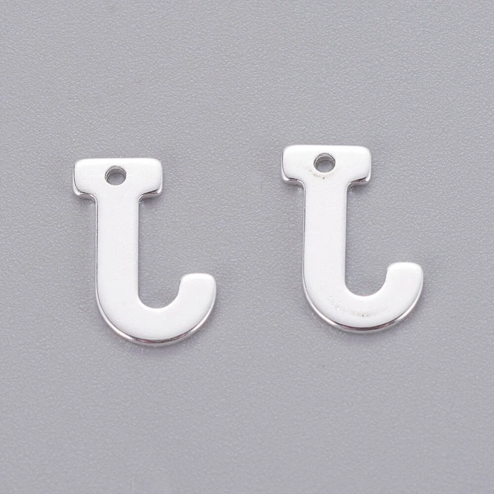 Silver letter J bead stainless steel polished finish initial alphabet charm pendant jewellery making Australia