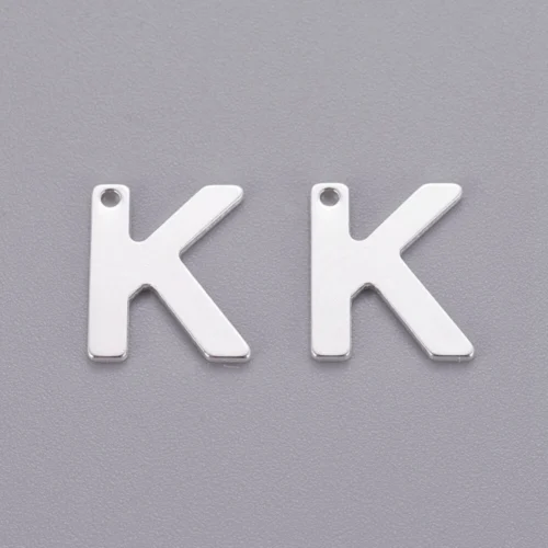 Silver letter K bead stainless steel polished keepsake initial alphabet charm jewellery making Australia
