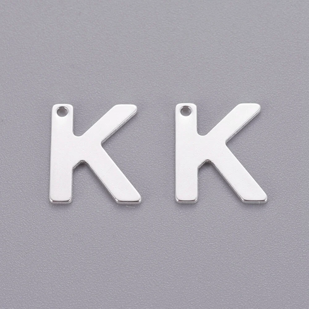 Silver letter K bead stainless steel polished keepsake initial alphabet charm jewellery making Australia