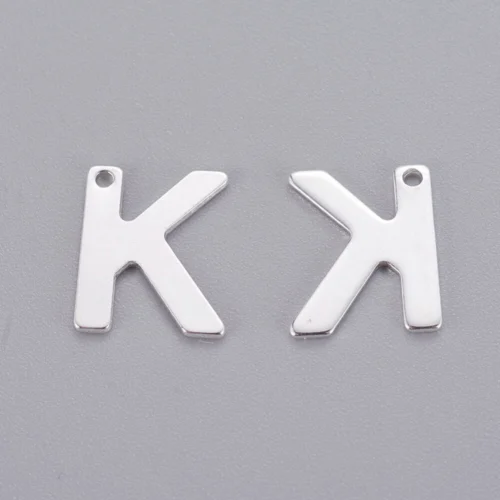 Silver letter K bead stainless steel polished keepsake initial alphabet charm jewellery making Australia