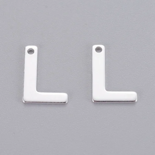 Silver initial L charm bead stainless steel polished love loyalty initial alphabet charm necklace jewellery making Australia