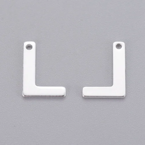 Silver letter L bead stainless steel polished love loyalty initial alphabet charm necklace jewellery making Australia