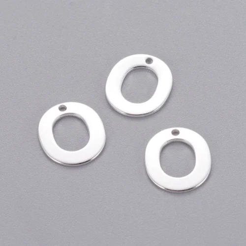 Silver letter O bead stainless steel polished circular initial alphabet charm pendant jewellery making Australia