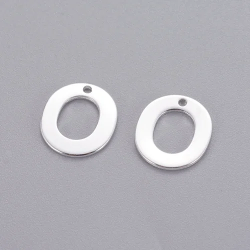 Silver letter O bead stainless steel polished circular initial alphabet charm pendant jewellery making Australia