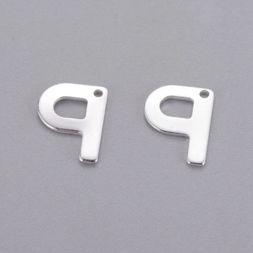 Silver letter P bead stainless steel polished precious initial alphabet charm pearl jewellery making Australia
