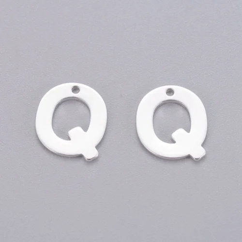 Silver letter Q bead stainless steel polished rare distinctive initial alphabet charm jewellery making Australia
