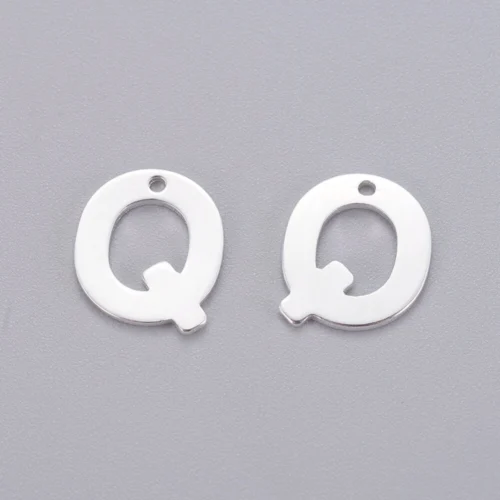 Silver letter Q bead stainless steel polished rare distinctive initial alphabet charm jewellery making Australia