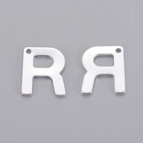 Silver letter R bead stainless steel polished remembrance initial alphabet charm jewellery making Australia