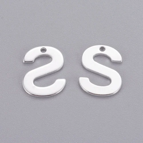 Silver letter S bead stainless steel polished sister initial alphabet charm heishi bracelet jewellery making Australia