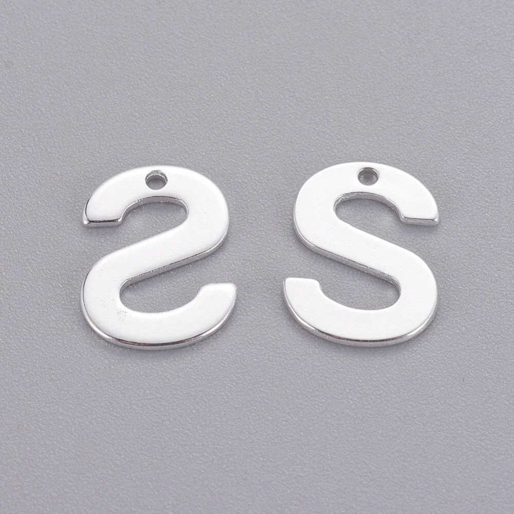 Silver letter S bead stainless steel polished sister initial alphabet charm heishi bracelet jewellery making Australia