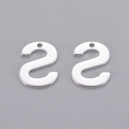 Silver letter S bead stainless steel polished sister initial alphabet charm heishi bracelet jewellery making Australia