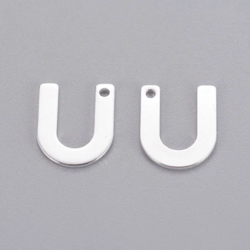 Silver letter U bead stainless steel polished unique initial alphabet charm milestone jewellery making Australia