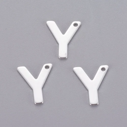 Silver letter Y bead stainless steel polished rare exclusive initial alphabet charm jewellery making Australia