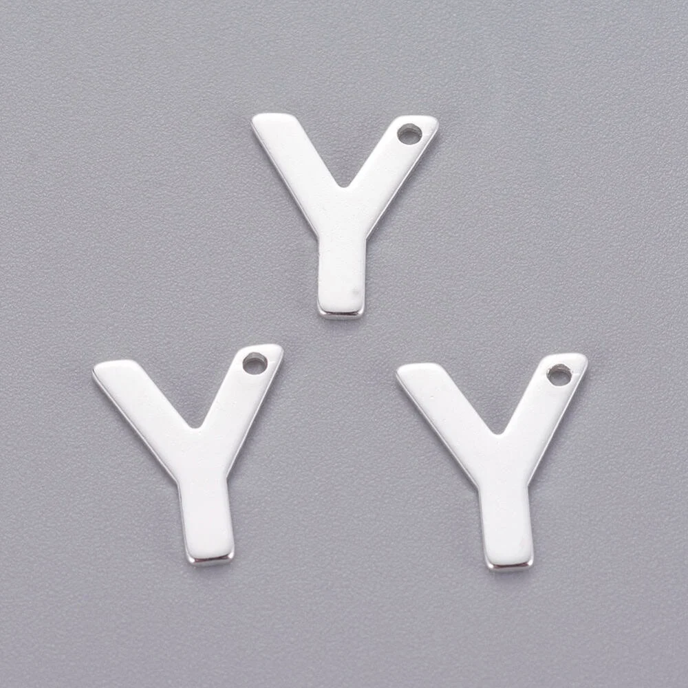 Silver letter Y bead stainless steel polished rare exclusive initial alphabet charm jewellery making Australia