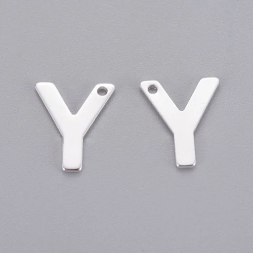 Silver alphabet Y bead stainless steel polished rare exclusive initial alphabet charm jewellery making Australia