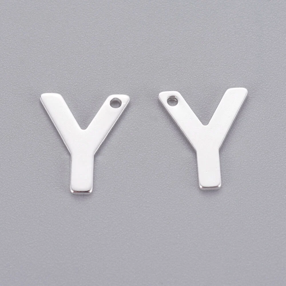 Silver alphabet Y bead stainless steel polished rare exclusive initial alphabet charm jewellery making Australia