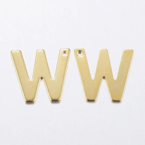 Gold letter W bead stainless steel warm gold plated warm wedding initial alphabet charm jewellery making Australia