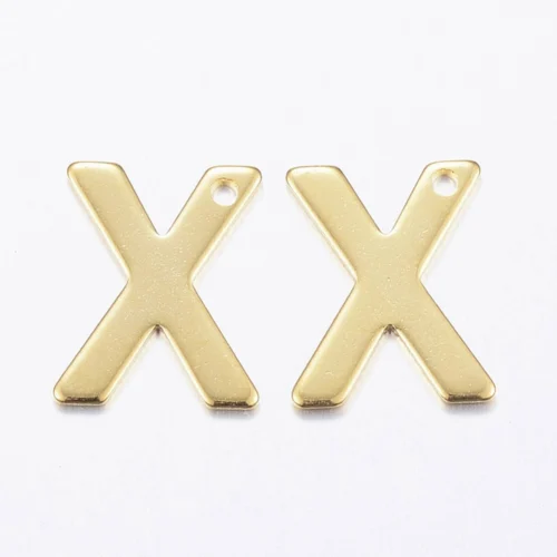 Gold letter X bead stainless steel warm gold plated extraordinary rare initial alphabet charm jewellery making Australia