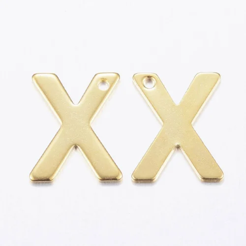 Gold letter X bead stainless steel warm gold plated extraordinary rare initial alphabet charm jewellery making Australia