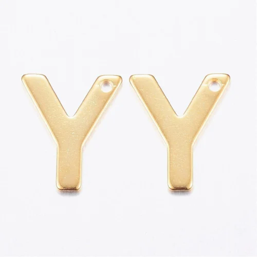 Gold alphabet Y bead stainless steel warm gold plated rare precious initial alphabet charm jewellery making Australia