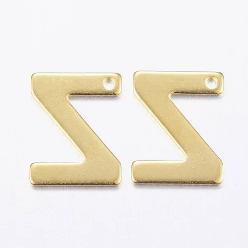 Gold letter Z bead stainless steel warm gold plated dazzling rare initial alphabet charm jewellery making Australia