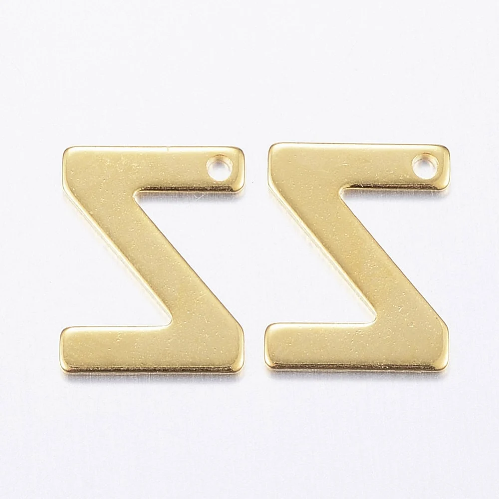 Gold letter Z bead stainless steel warm gold plated dazzling rare initial alphabet charm jewellery making Australia