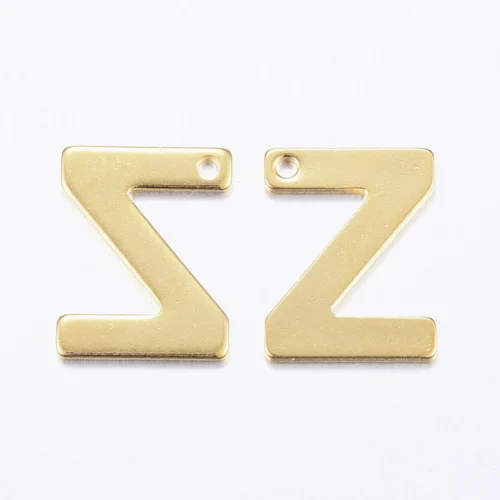 Gold letter Z bead stainless steel warm gold plated dazzling rare initial alphabet charm jewellery making Australia