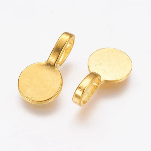 Gold plated glue on flat pad pendant bails flat adhesive pad with loop connector jewellery making Australia