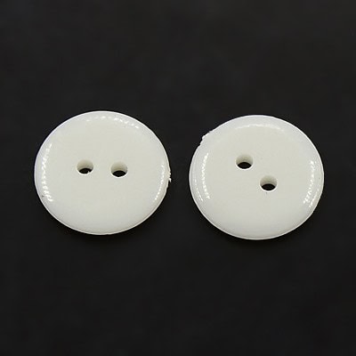 Acrylic 2-hole buttons for costume design off-white glossy domed round sewing buttons on dark background Australia