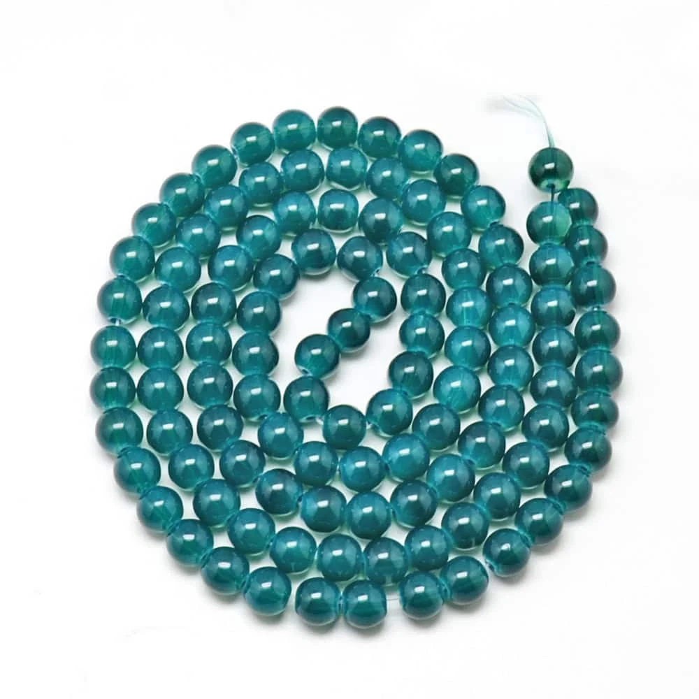 Dark Cyan Opalite Glass Beads 8mm Round