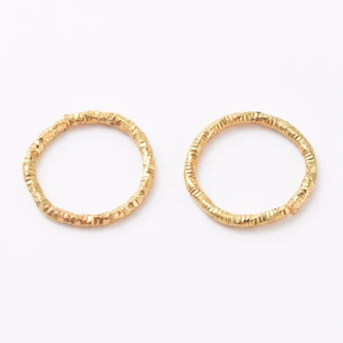 Twisted gold plated closed jump rings chipped faceted texture bright warm gold finish jewellery making Australia