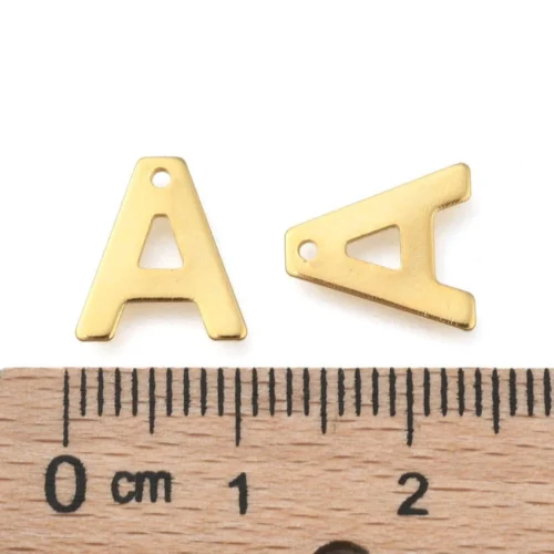 Gold letter A bead stainless steel warm gold plated initial alphabet charm pendant jewellery making Australia