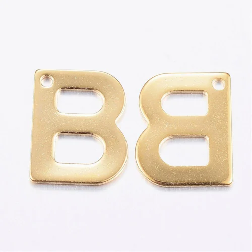 Gold letter B bead stainless steel warm gold plated bold birthday initial alphabet charm jewellery making Australia