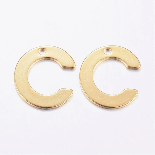 Gold initial C charm bead stainless steel warm gold plated celebration initial alphabet charm jewellery making Australia