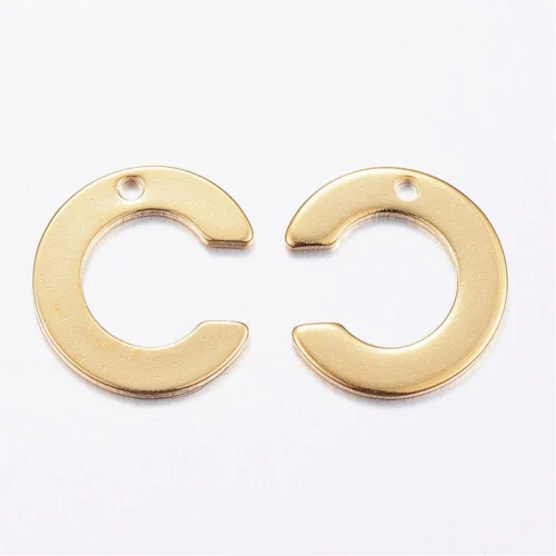 Gold letter C bead stainless steel warm gold plated celebration initial alphabet charm jewellery making Australia