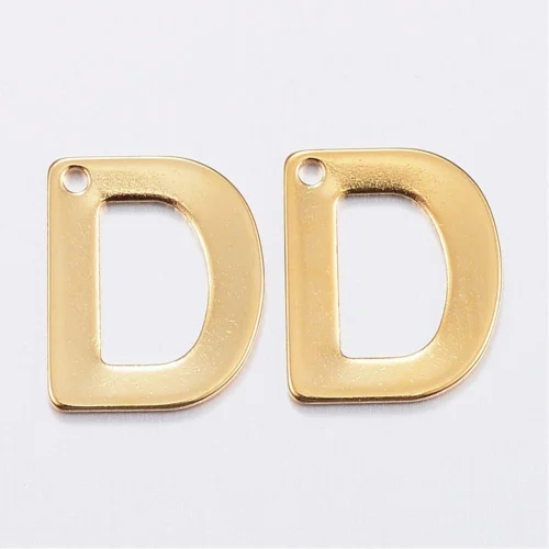 Gold letter D bead stainless steel warm gold plated daughter divine initial alphabet charm jewellery making Australia