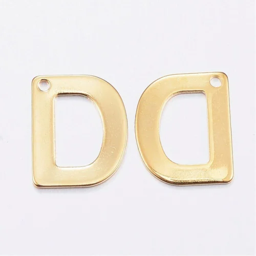 Gold letter D bead stainless steel warm gold plated daughter divine initial alphabet charm jewellery making Australia
