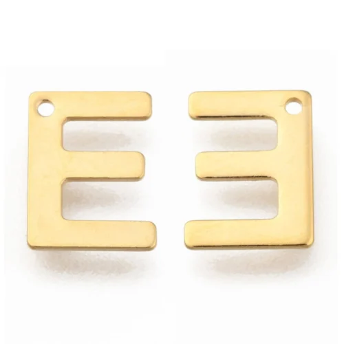 Gold alphabet E bead stainless steel warm gold plated eternal elegant initial alphabet charm jewellery making Australia
