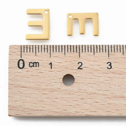 Gold letter E bead stainless steel warm gold plated eternal elegant initial alphabet charm jewellery making Australia