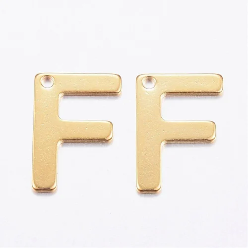Gold letter F bead stainless steel warm gold plated family forever initial alphabet charm jewellery making Australia