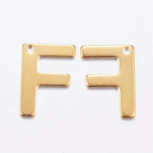 Gold letter F bead stainless steel warm gold plated family forever initial alphabet charm jewellery making Australia
