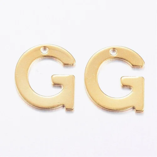 Gold initial G charm bead stainless steel warm gold plated graduation initial alphabet charm jewellery making Australia