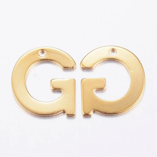 Gold letter G bead stainless steel warm gold plated graduation initial alphabet charm jewellery making Australia