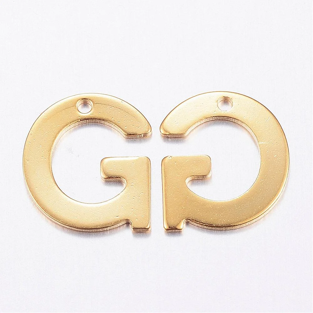 Gold letter G bead stainless steel warm gold plated graduation initial alphabet charm jewellery making Australia