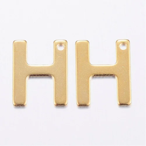Gold letter H bead stainless steel warm gold plated hope harmony initial alphabet charm jewellery making Australia