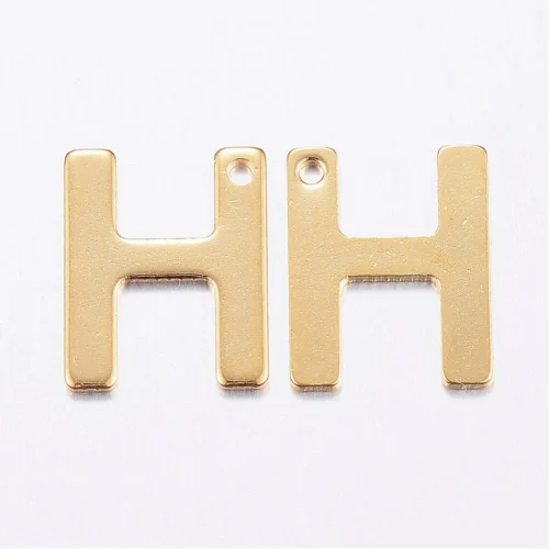 Gold letter H bead stainless steel warm gold plated hope harmony initial alphabet charm jewellery making Australia