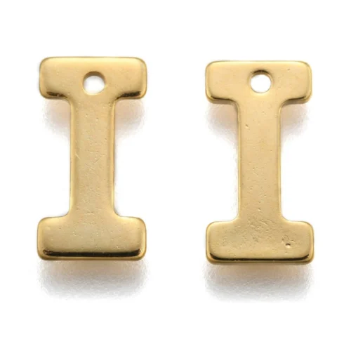 Gold letter I bead stainless steel warm gold plated identity inspiration initial alphabet charm jewellery making Australia